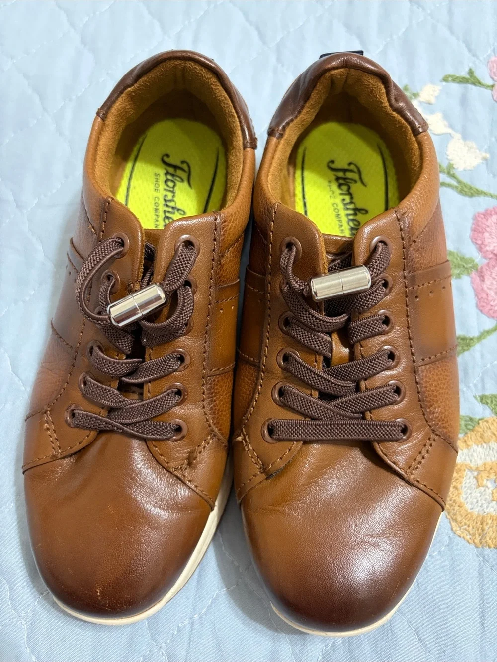 Boys Florsheim Great Lakes Lace to Toe Sneaker Jr Cognac Leather Size 11.5  US